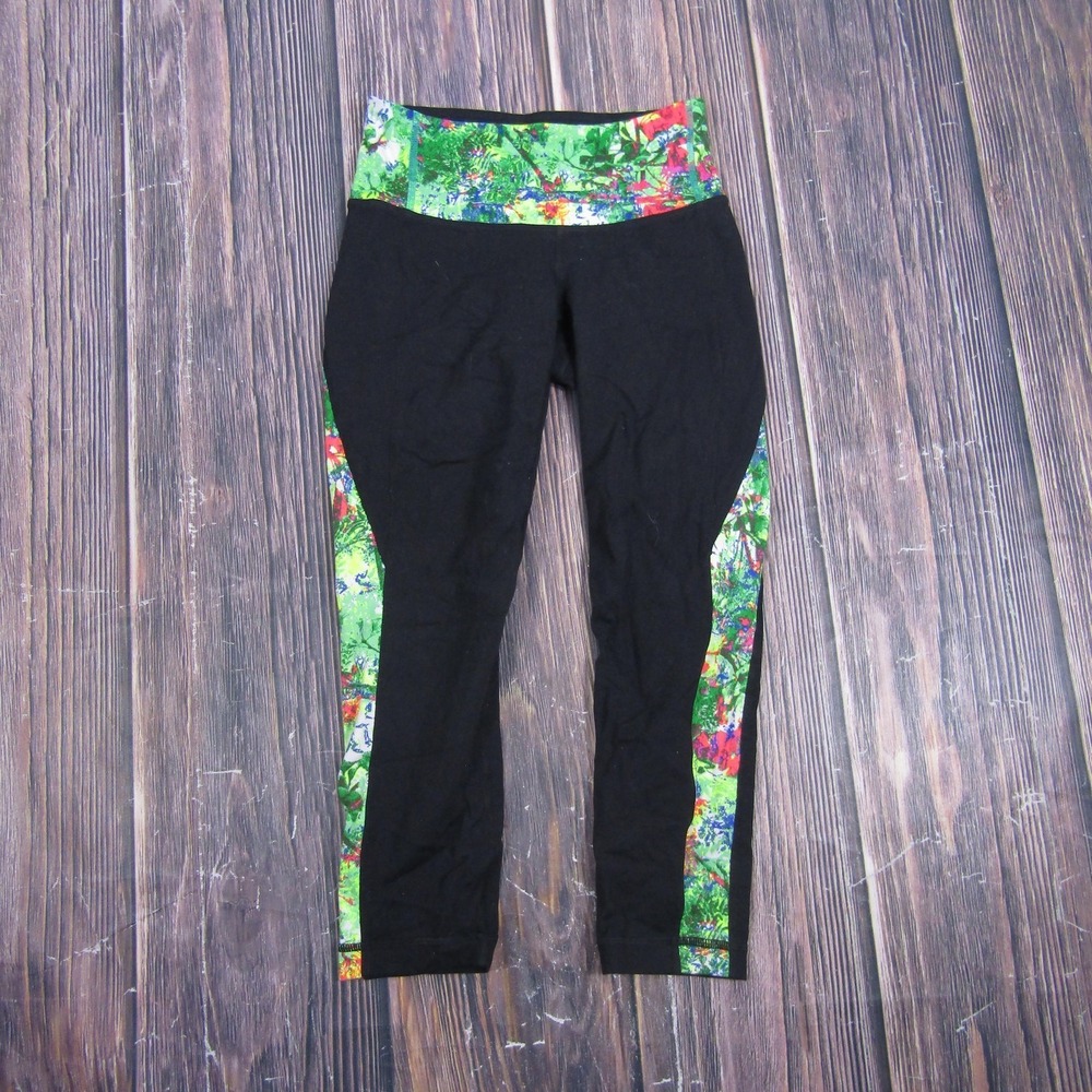 Athleta Womens Size XXS Black Floral Ankle Leggings Yoga Athletic Preowned